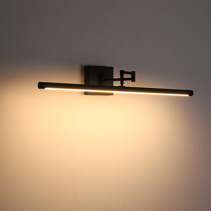 Éclairage de salle de bain 28 po à DEL à intensité variable avec bras articulé réglable, Noir mat