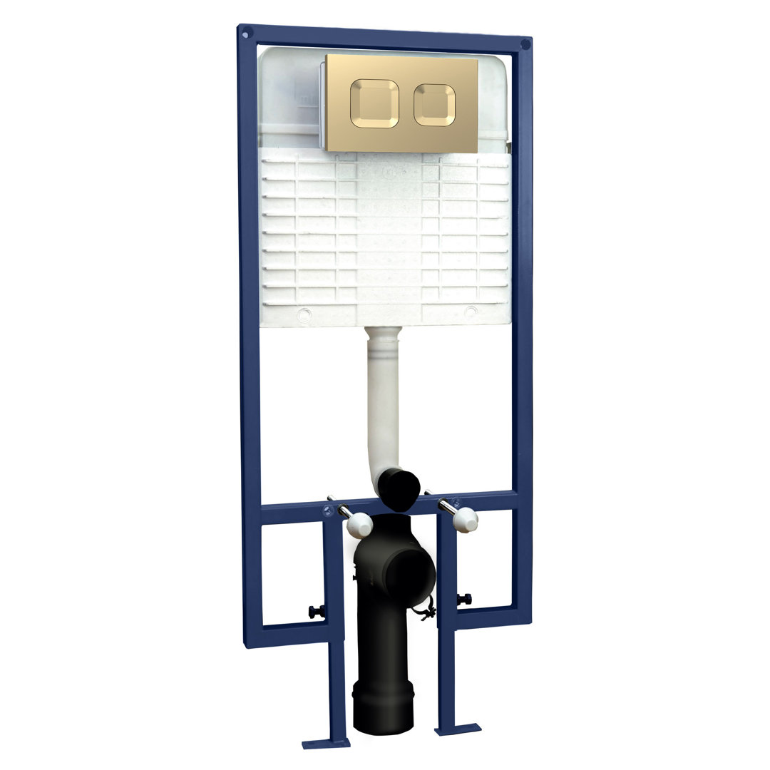 Dual Flush Concealed Cistern Frame with Brass Square Plate