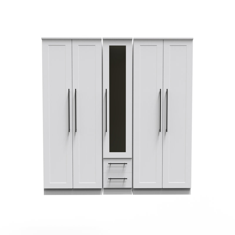Fully Assembled 2 Door Wardrobe, 197cm H x 74cm W x 53cm D, White Ash