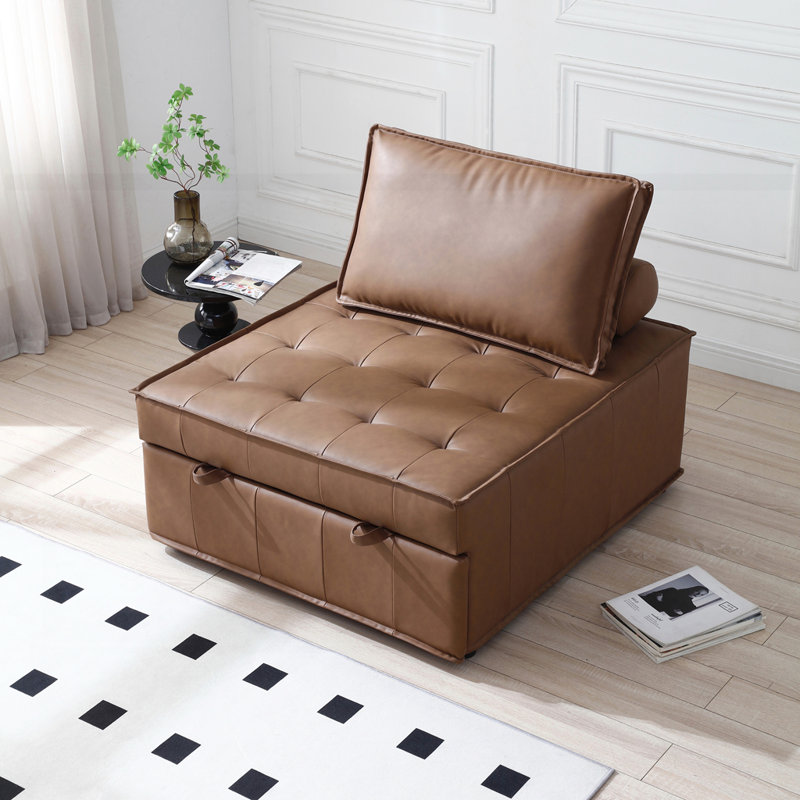 Repose-pieds multi-usages en similicuir, Brun