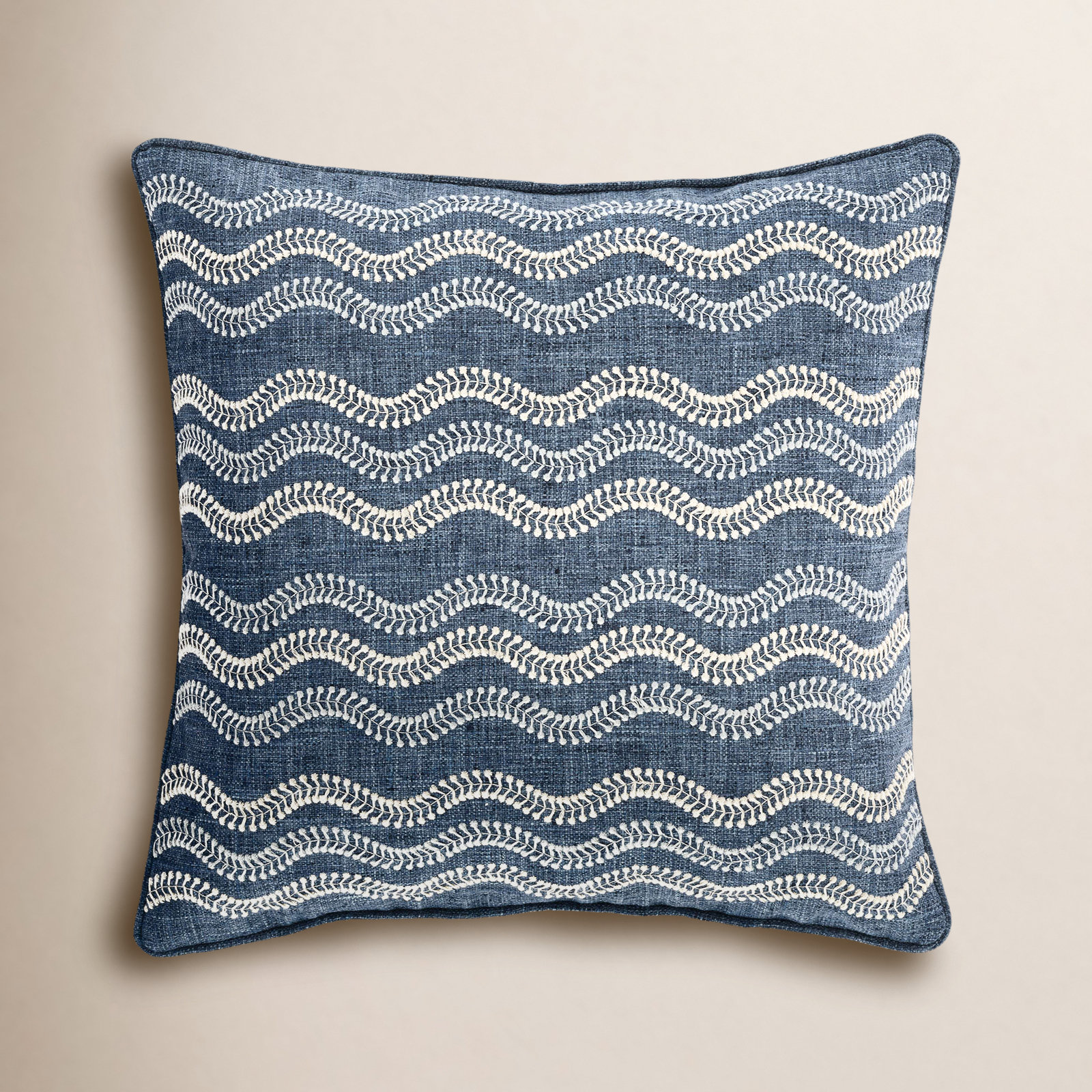 Scout Embroidered Indoor/Outdoor Pillow Cover, Navy