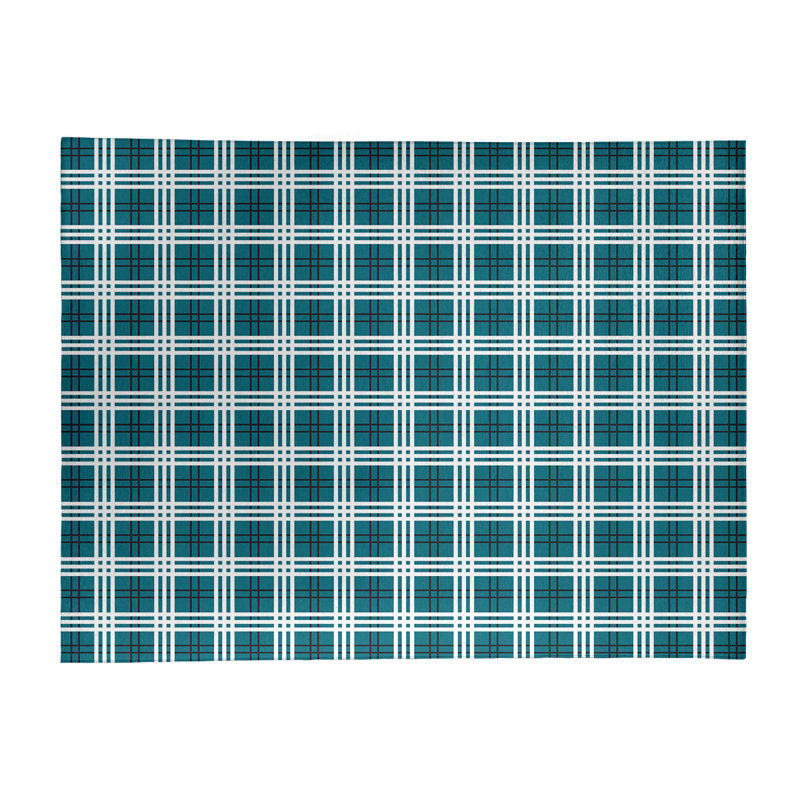 Tapis bleu sarcelle écossais, Rectangle 8 pi x 10 pi
