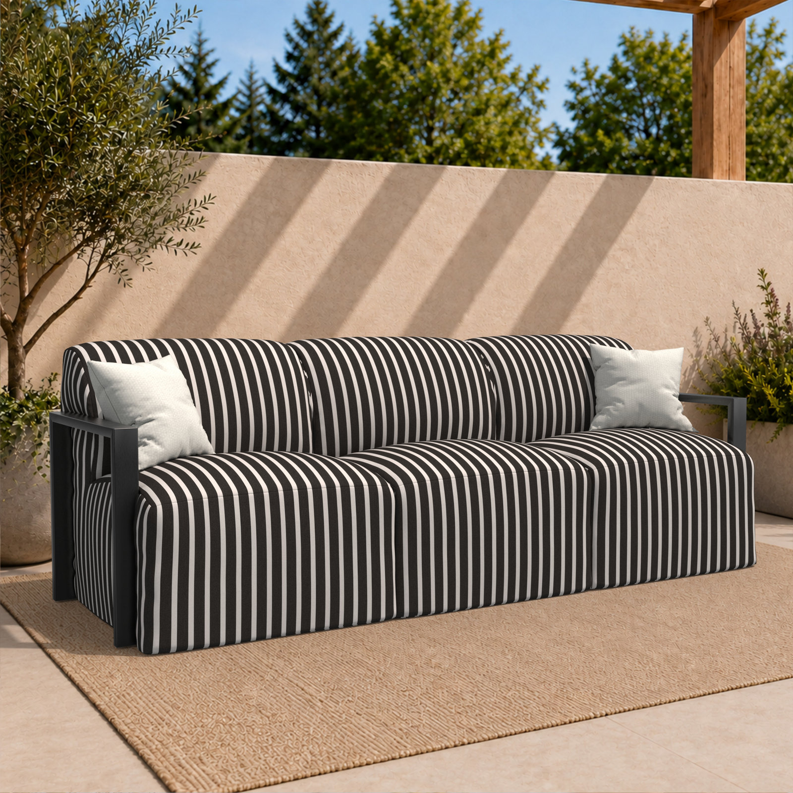 Rosalie 90" Sunbrella® Patio Sofa, Sunbrella® Shore Classic
