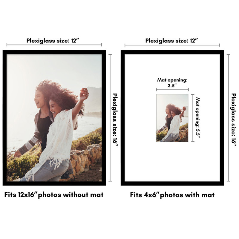 Black 12" x 16" Picture Frame with Oversized Mat
