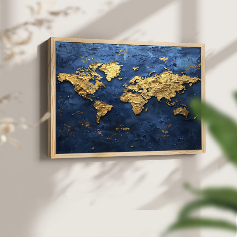 Map Series-I -Framed Print - Restickable, 8" H x 10" W, Natural