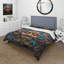 Teal Gold Mexico Vibrant Aztec Mask I - Ensemble de housse de couette Paysages - Microfibre de polyester-110398410