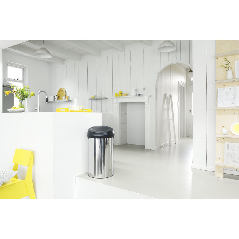 Brabantia 60 Litre Touch Bin, Brilliant Steel/Black