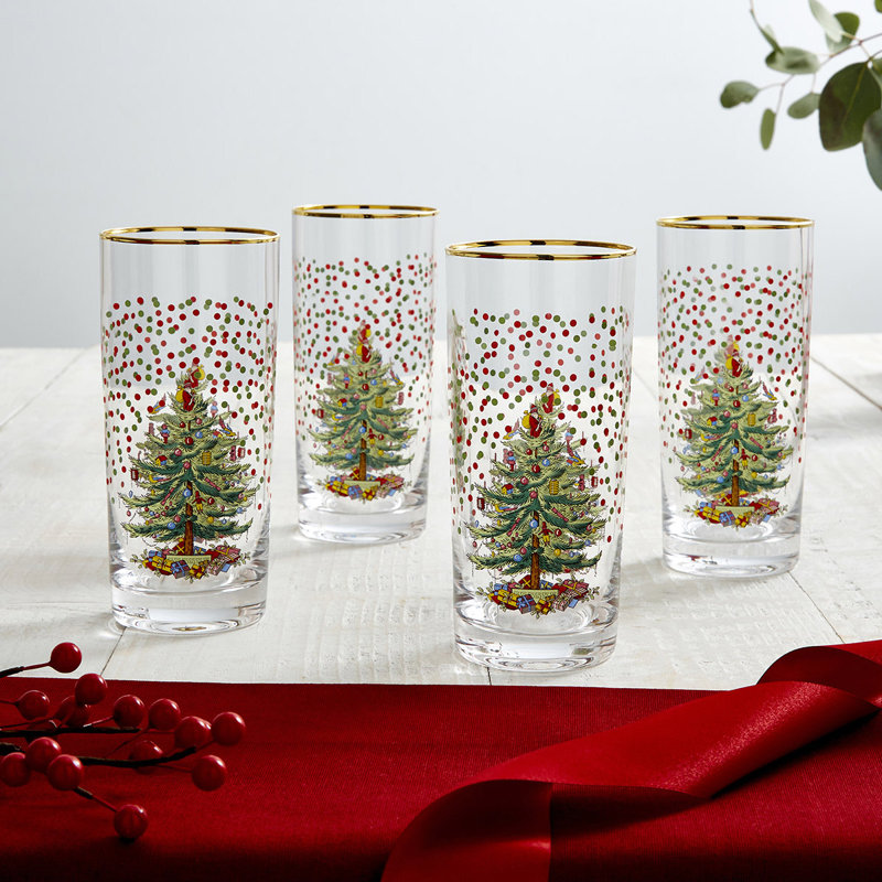 Polka Dot Highball Glasses, Set of 4