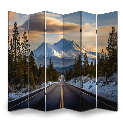 6 Panels Folding Screen Room Divider Royal Road to Mount California Canvas Screen Room Separator Freestanding Protective Wall Divider Privacy Partition