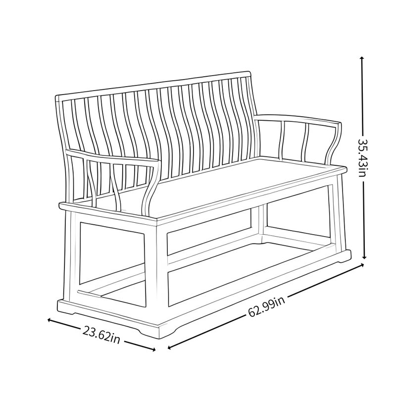 Simple All Solid Wood Bench, Nut Brown