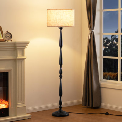 62" Traditional Floor Lamp with Remote and Dimmable Bulb