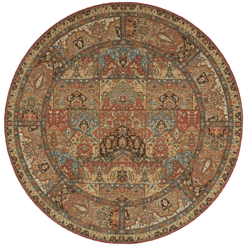 Tapis brun en laine Neddra, Rond 5 pi 10 po