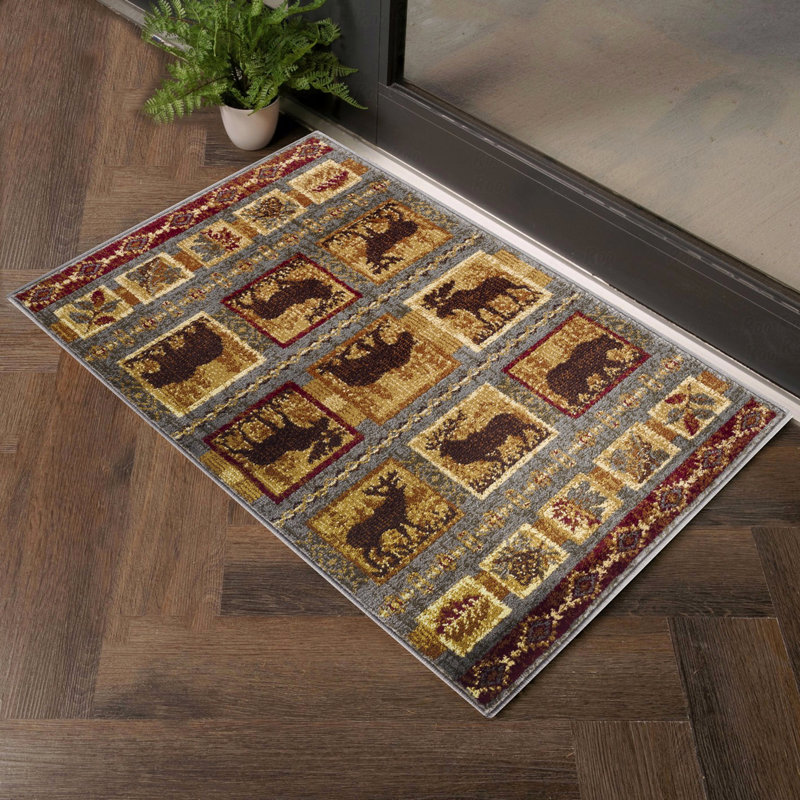 7'10" X 10'3" Lodge Style Style Area Rug, Rectangle 7'10" x 10'3"