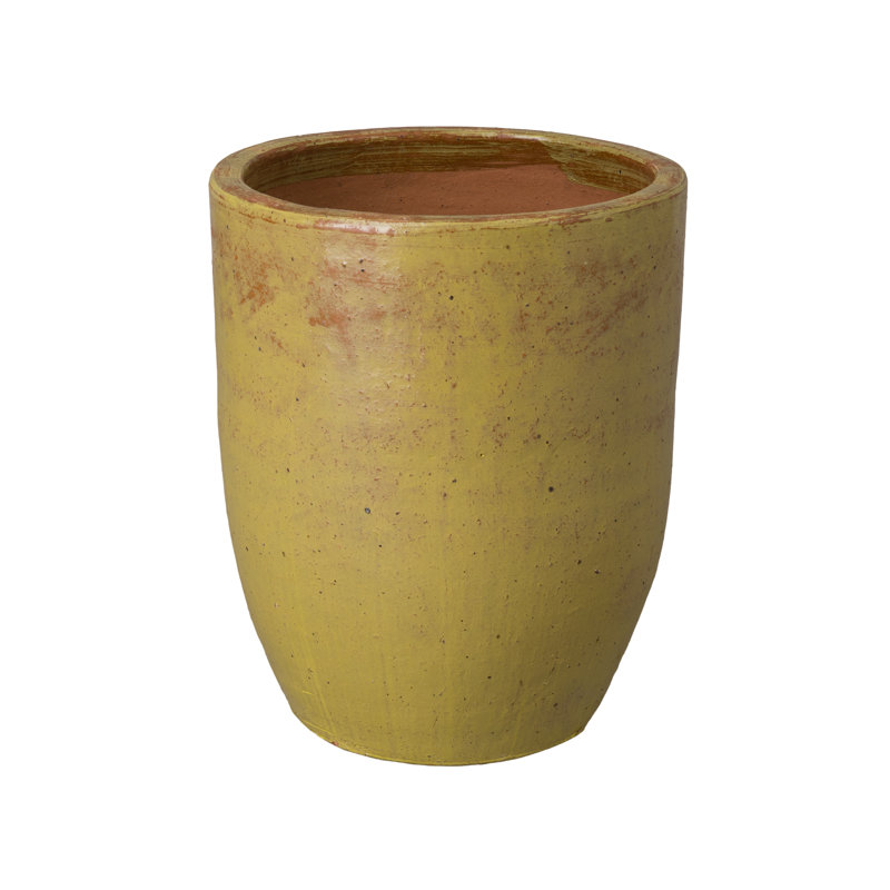 Pot à fleurs en céramique Efkea, H 26,5 po x l 22 po x P 22 po, Jaune
