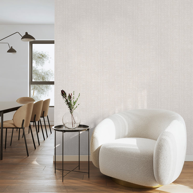 Natural Herringbone Wallpaper, Orange