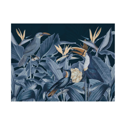 «Rainforest Birds Blue» sur toile par Andrea Haase