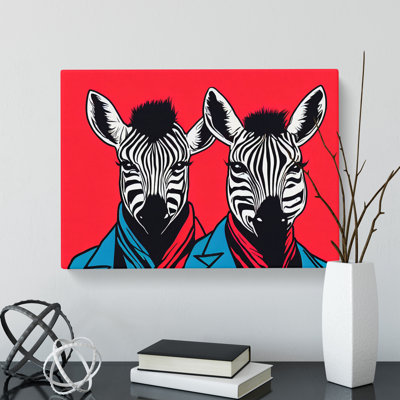The Two Zebras Abstract - Wrapped Canvas