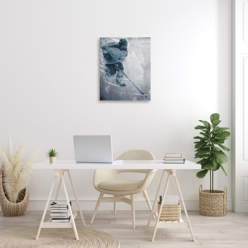 «Hockey Joueur sur glace», art mural sur toile par Milli Villa, H 30 po x l 24 po
