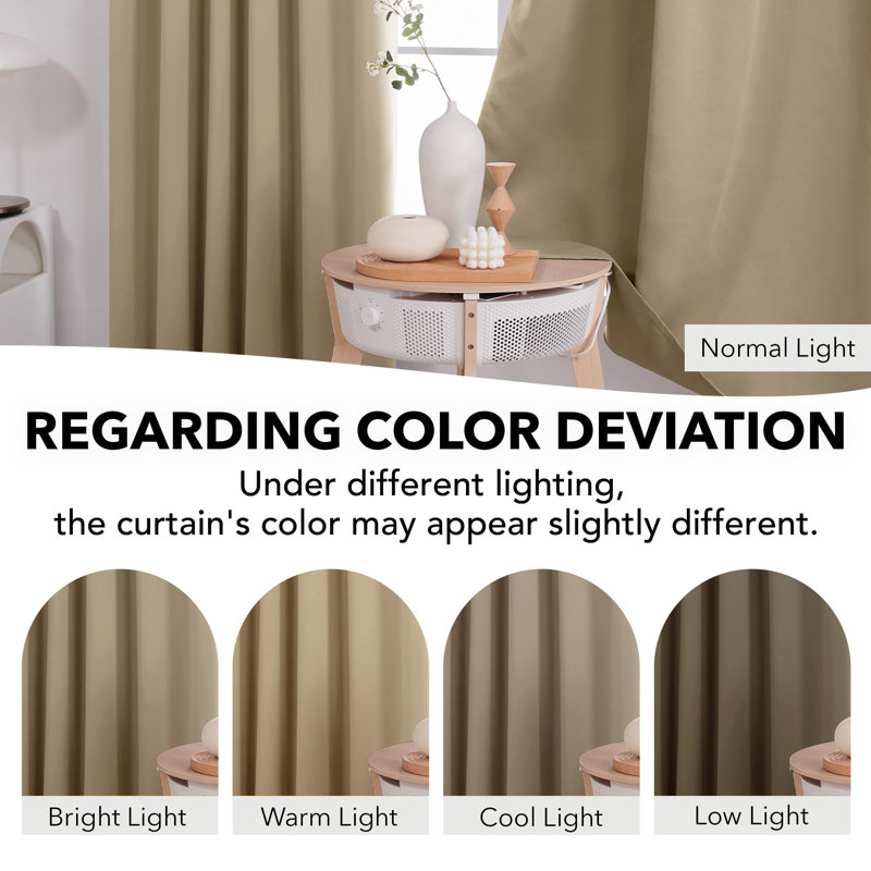 Cherlin Room Darkening Curtain Pair, 52" W x 95" L, Khaki