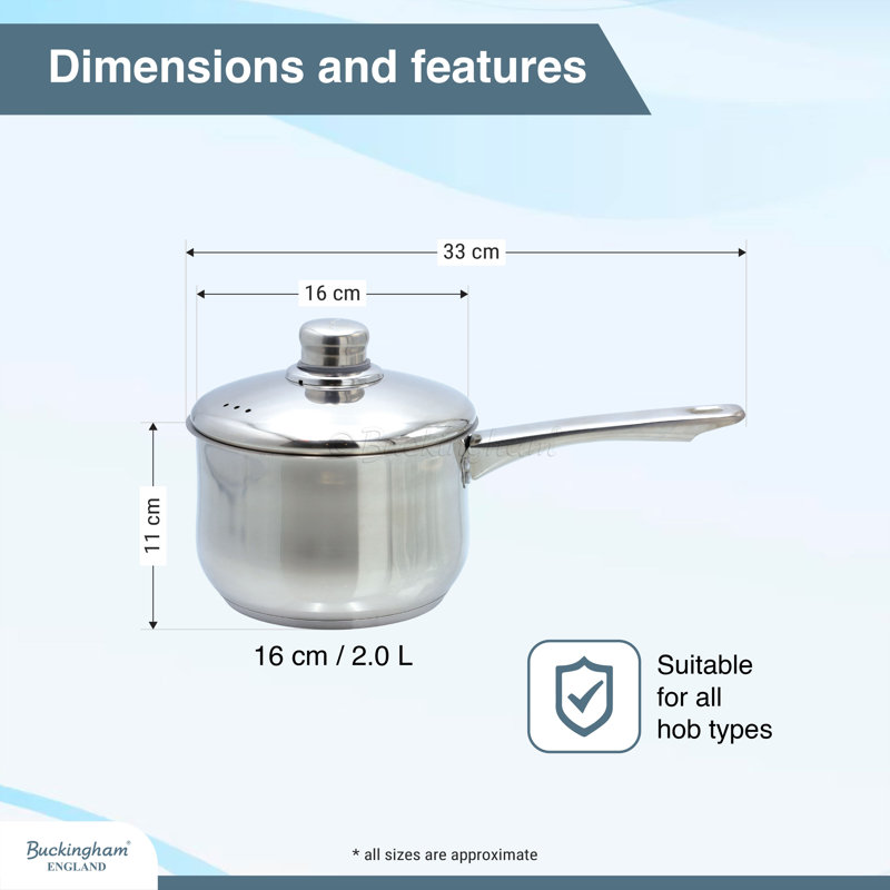 Buckingham Stainless Steel Saucepan Deep Induction 16 cm 2 Litres