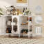 Armoire de rangement 40 po avec tablettes ouvertes, armoire de rangement autoportante avec portes, armoire de rangement à 2 niveaux pour le salon