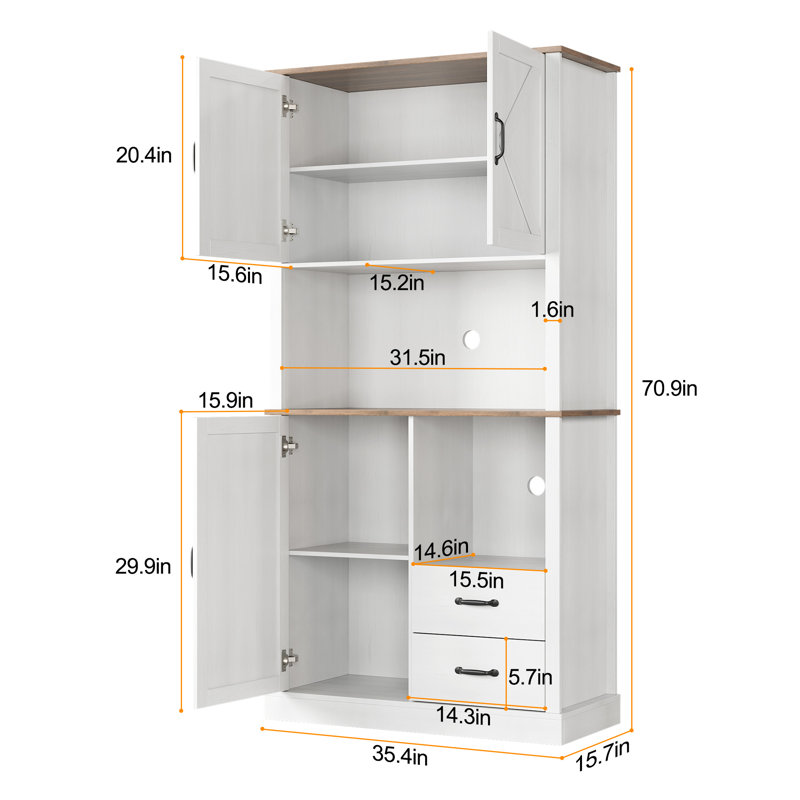 180.3cm Kitchen Pantry, White