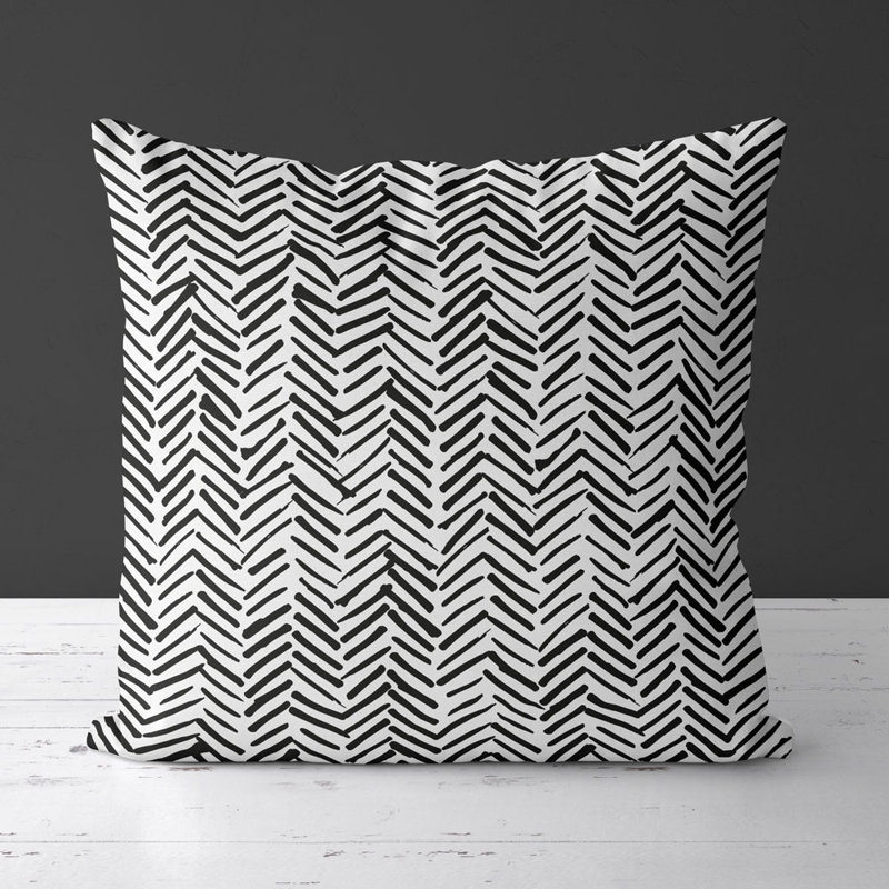 Housse de coussin carrée Simas, Noir et blanc