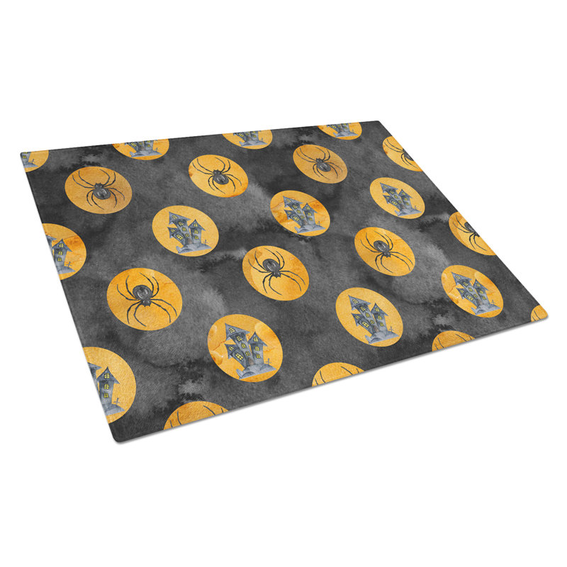 Caroline's Treasures Tempered Glass Watercolor Halloween Circles Cutting Board
