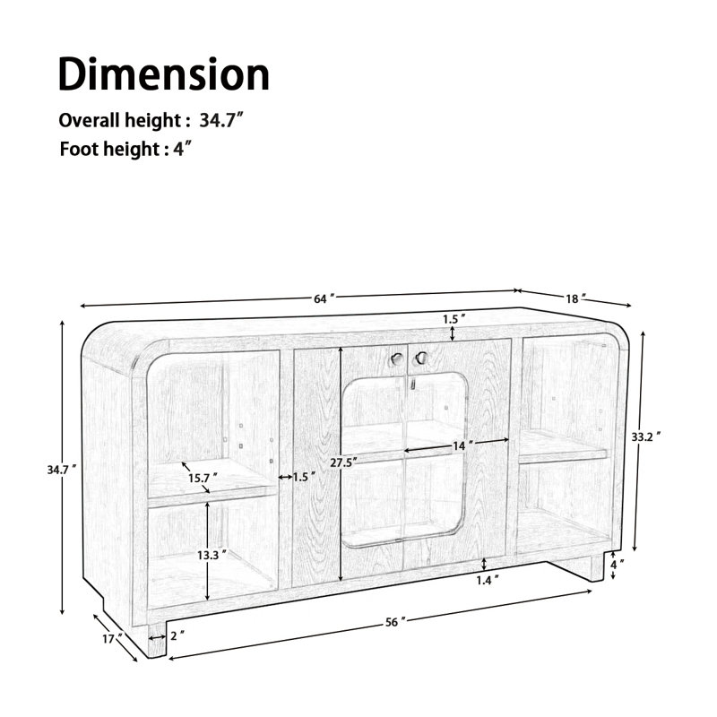 Cezarina 64'' Solid Wood Sideboard