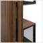 Vitrine moderne avec portes en verre et rangement coulissant à plusieurs niveaux, polyvalente pour la maison et le bureau