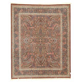 Hand Knotted Wool Area Rug in Wine And Navy