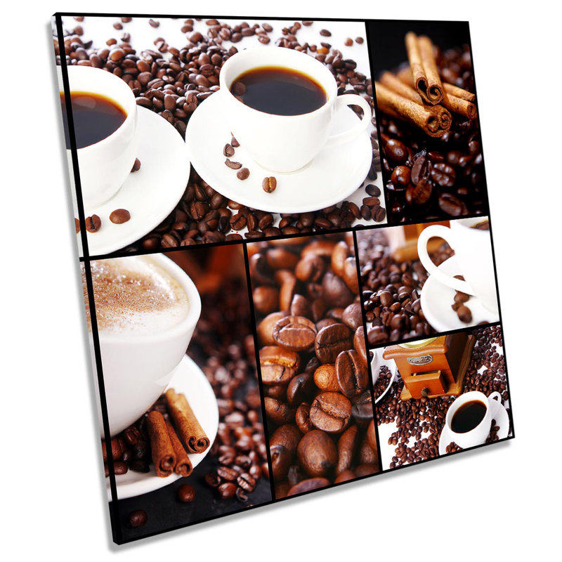 Z5997 Coffee Cup Beans Cafe Kitchen Picture - Wrapped Canvas Print, 60cm H x 60cm W x 2cm D