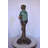 Boy Sitting On A Log With His Puppy Bronze Statue - Size: 15"L X 15"W X 35"H.