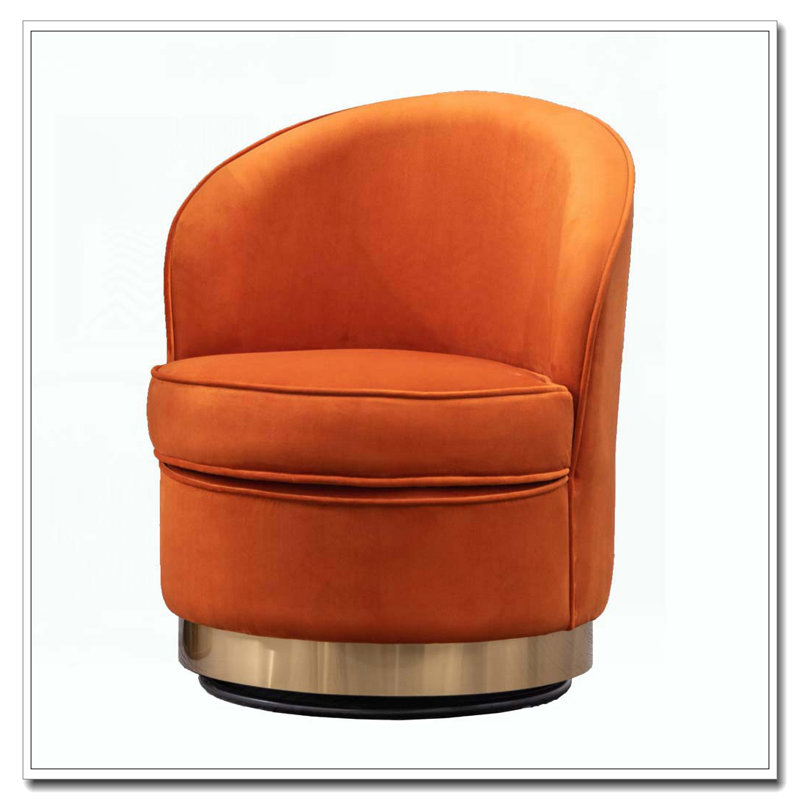 Fauteuil pivotant en velours, Orange