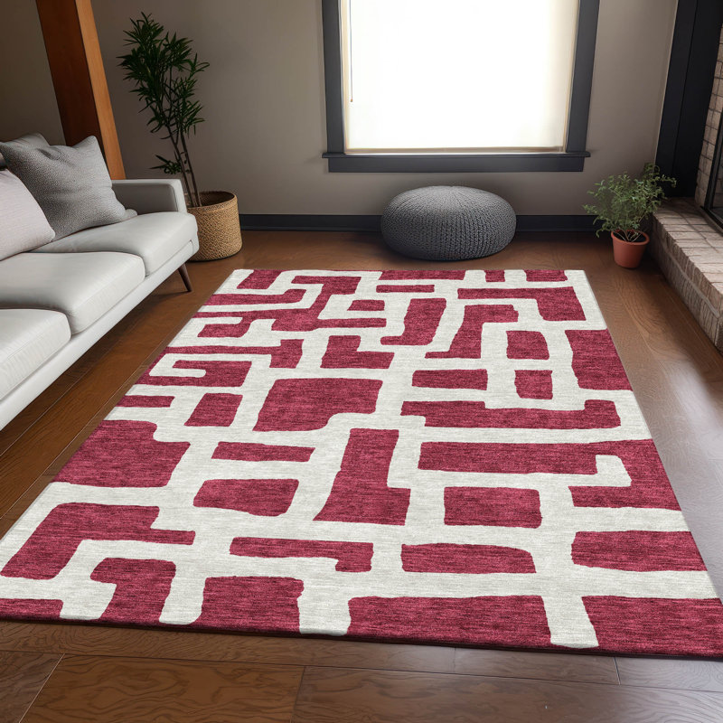 Premium Machine Washable Prisco Garnet Rug, Rectangle 8' x 10'
