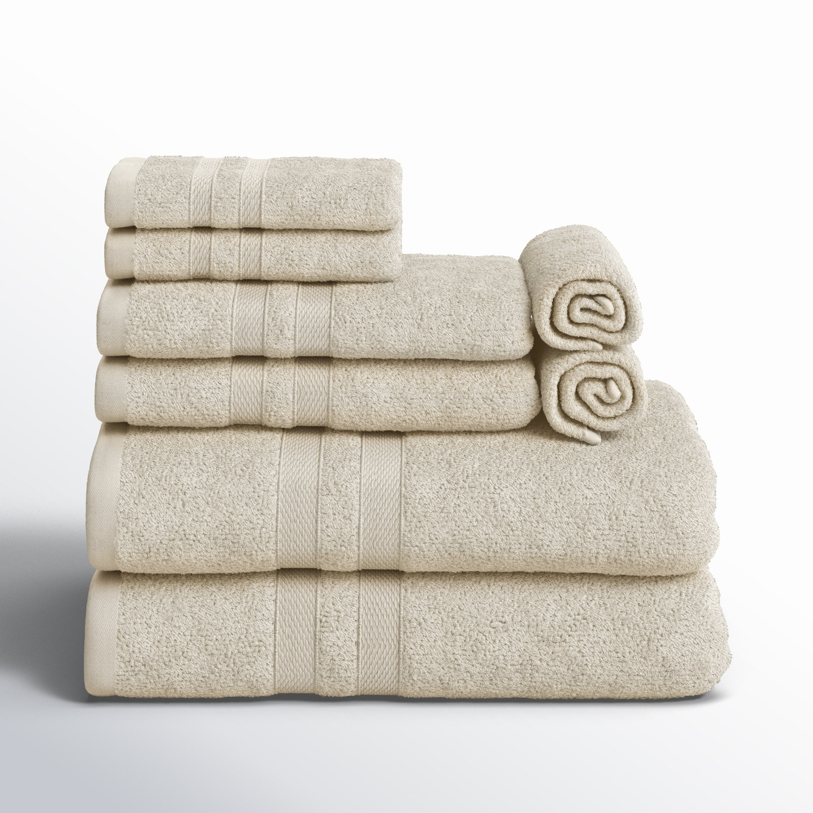 Winthrop Ultra Soft Quick-Drying 8-Piece Cotton Towel Set, Ivory