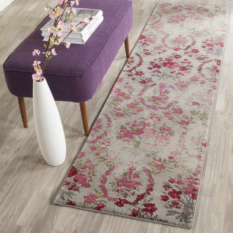 Tapis à motif floral Wulfsohn, Tapis de couloir 2 pi 2 po x 8 pi