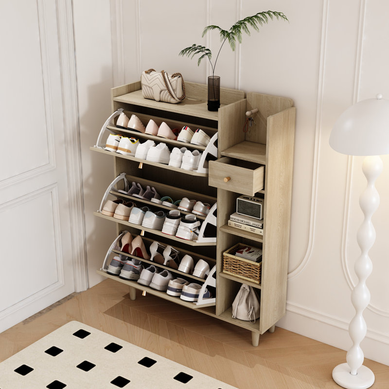 24 Pair Flip Down Shoe Storage, Natural