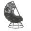 Clear Glass, Charcoal Fabric & Black Wicker Patio Lounge Chair & Side Table