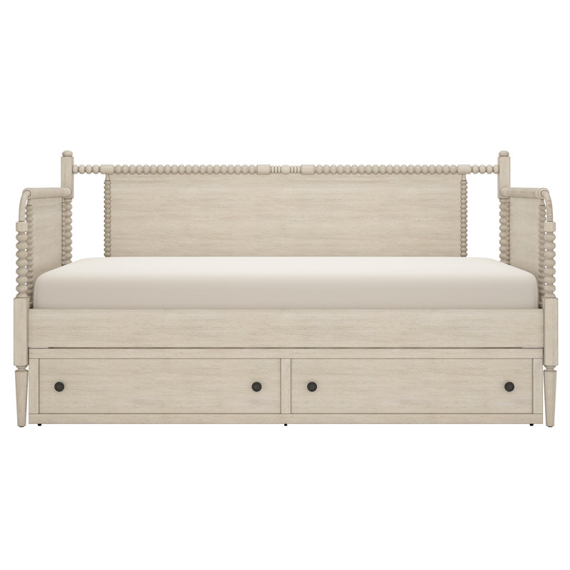 Lit de jour avec lit gigogne Delaria, Blanc antique