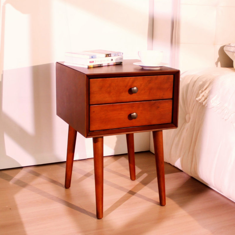 Table de chevet avec 2 tiroirs, petite table d'appoint avec rangement