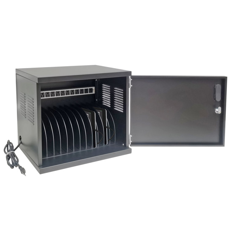 FixtureDisplays® 20.5"W × 17"H × 14"D Tablet Charging Cabinet Wall Mount or Countertop, 12 Outlets, Vented 120040