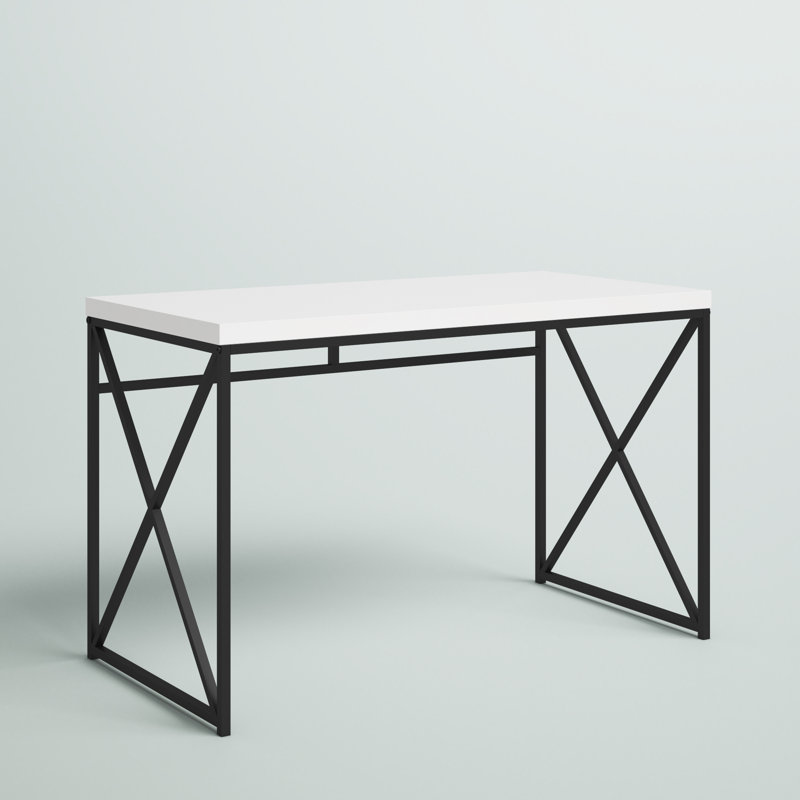 Jaylein Desk, Glossy White/Black