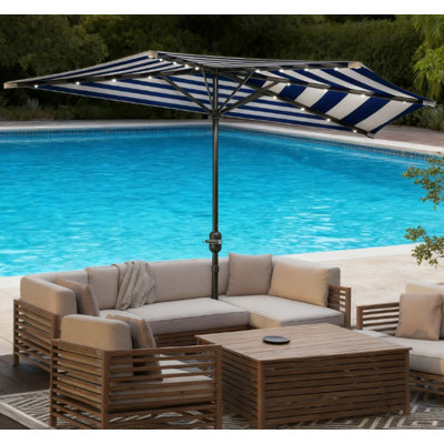 Upf 30+ Small Balcony Umbrella.Half Umbrella Outdoor Patio Umbrella.Vented Half Patio Umbrella With Crank Ribs. Porch Umbrella
