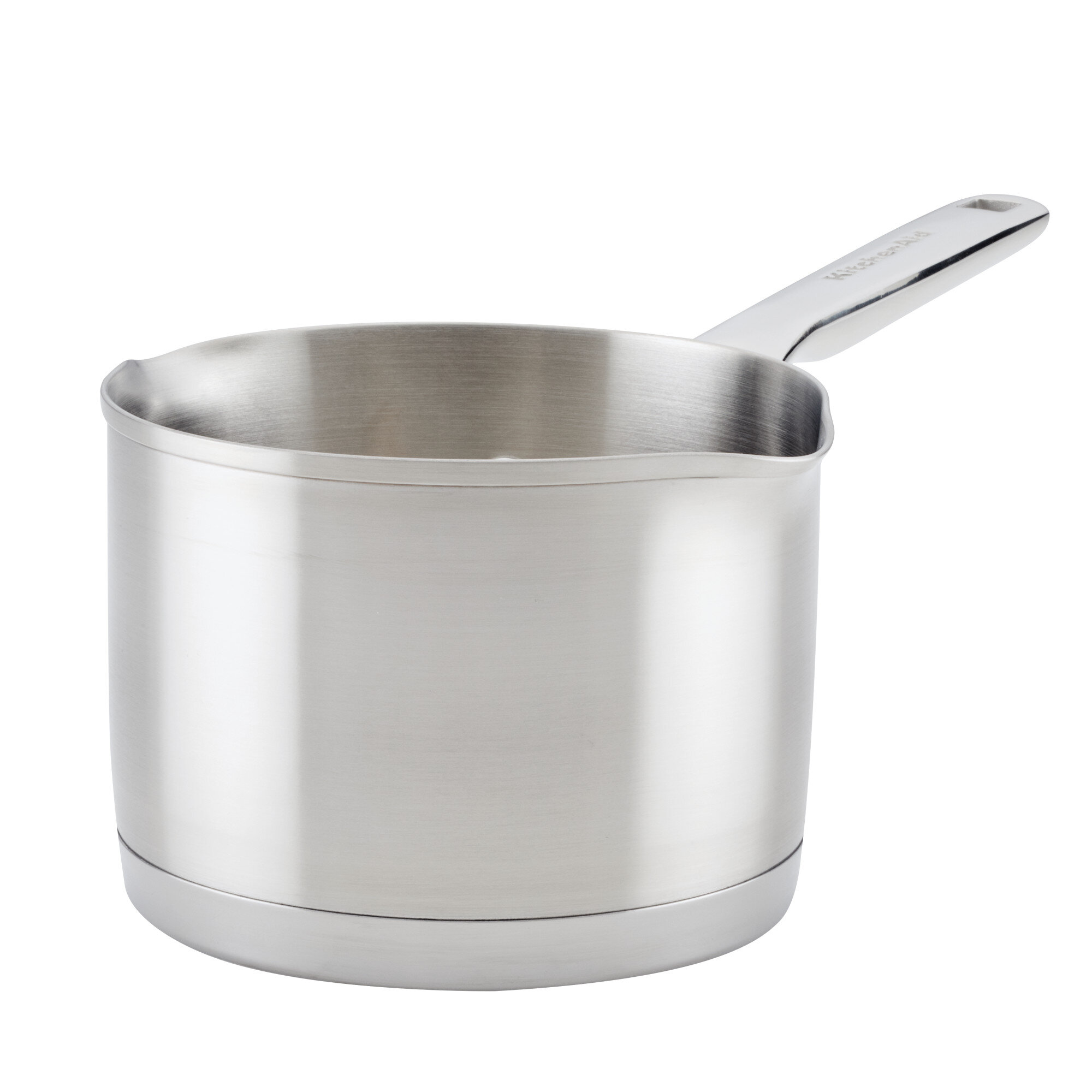 KitchenAid 3 qt. 3-Ply Base Stainless Steel Induction Sauce Pan with Lid, 3 qt., Brushed Stainless Steel