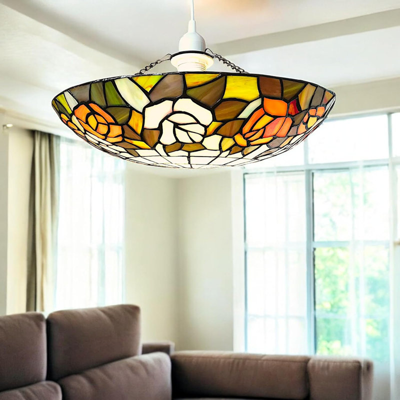 40cm H Glass Bowl Pendant Shade ( Screw On ) in Pink