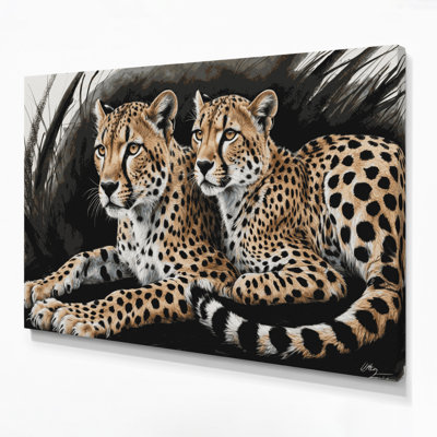 «Big Cats Cheetahs», art mural sur toile noire