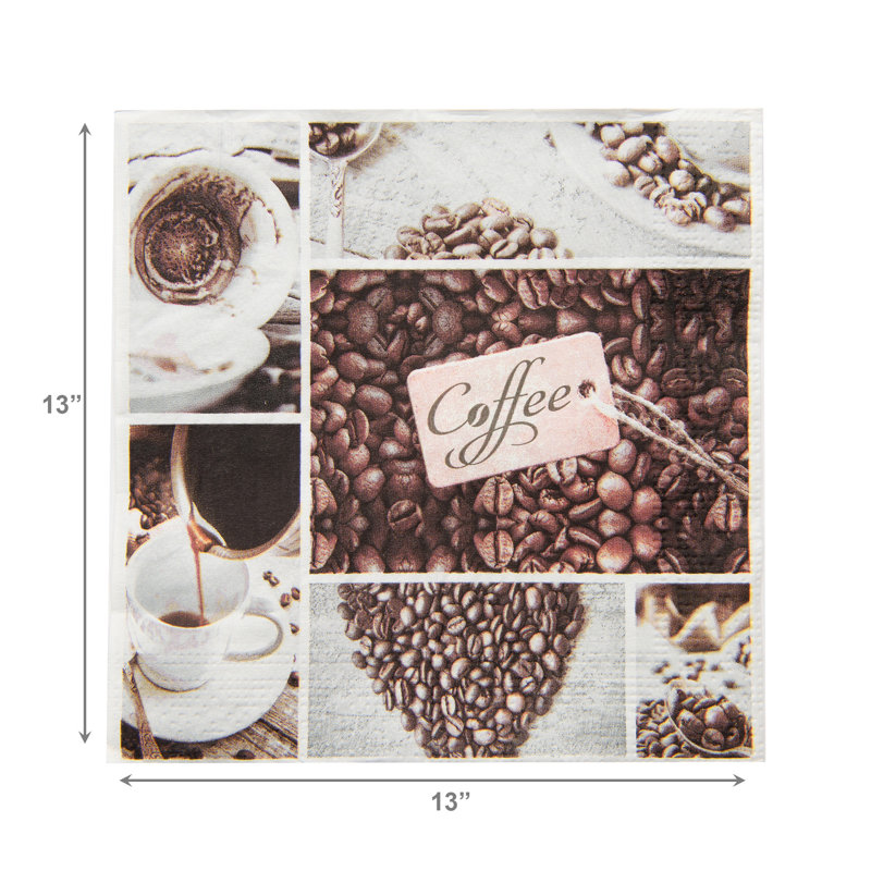 Paquet de 20 grains de café en forme de serviette 3 plis déjeuner - ensemble de 6