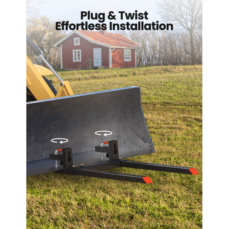 43" Heavy Duty Clamp-On Pallet Forks With Adjustable Stabilizer Bar
