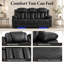 Canapé inclinable manuel en simili cuir noir à 3 sièges à chevrons, canapé inclinable de cinéma maison à trois places avec base DEL bleue, poche de rangement latérale unique pour le salon-1407503572